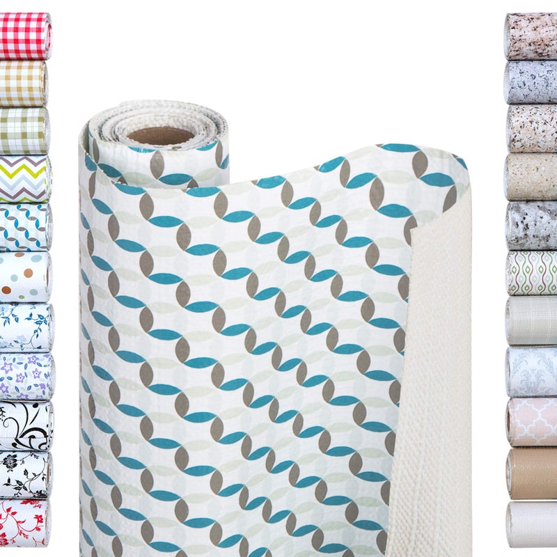 Smart Design Bonded Grip Shelf Liner - 12 Inch x 10 Feet - Non Adhesive, Strong Grip Bottom, Easy Clean Kitchen Drawer, Cabinet, Cupboard Dresser Protector Cover, Non Slip Rubber Mat - Ocean Origami - Image 1